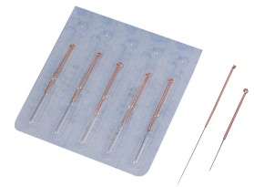 Akupunktureinmalnadeln mit Kupfergriff, 25 x 0,25 mm